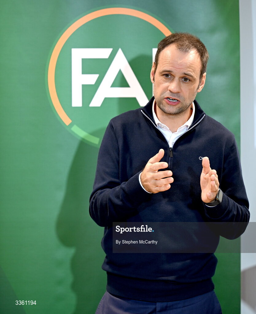 18 February 2026; FAI director of football John Martin during an FAI National League Clubs Workshop at the FAI Headquarters in Abbotstown, Dublin. Photo by Stephen McCarthy/Sportsfile