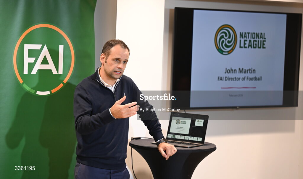 18 February 2026; FAI director of football John Martin during an FAI National League Clubs Workshop at the FAI Headquarters in Abbotstown, Dublin. Photo by Stephen McCarthy/Sportsfile