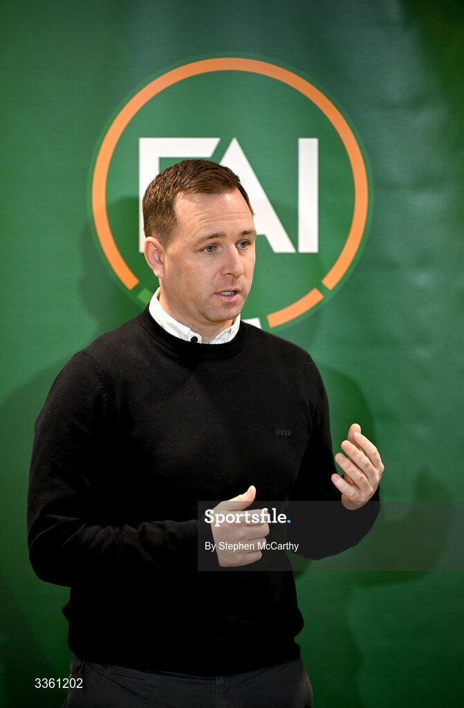 18 February 2026; League of Ireland director Mark Scanlon during an FAI National League Clubs Workshop at the FAI Headquarters in Abbotstown, Dublin. Photo by Stephen McCarthy/Sportsfile