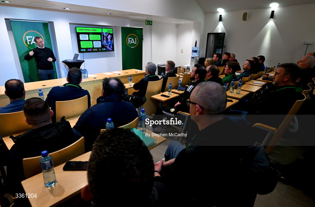 18 February 2026; League of Ireland director Mark Scanlon during an FAI National League Clubs Workshop at the FAI Headquarters in Abbotstown, Dublin. Photo by Stephen McCarthy/Sportsfile