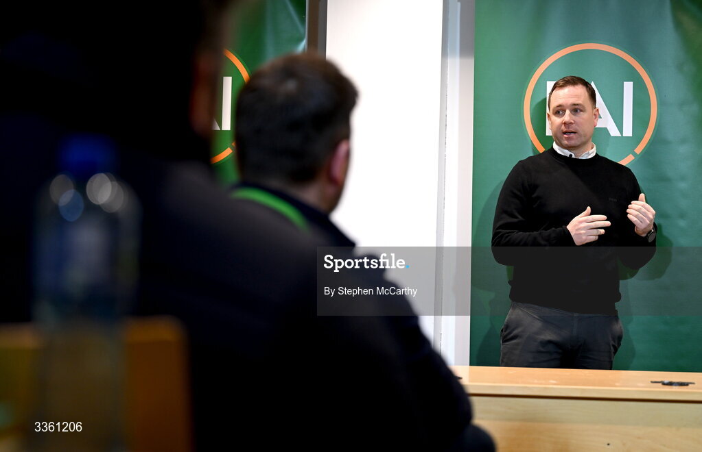 18 February 2026; League of Ireland director Mark Scanlon during an FAI National League Clubs Workshop at the FAI Headquarters in Abbotstown, Dublin. Photo by Stephen McCarthy/Sportsfile