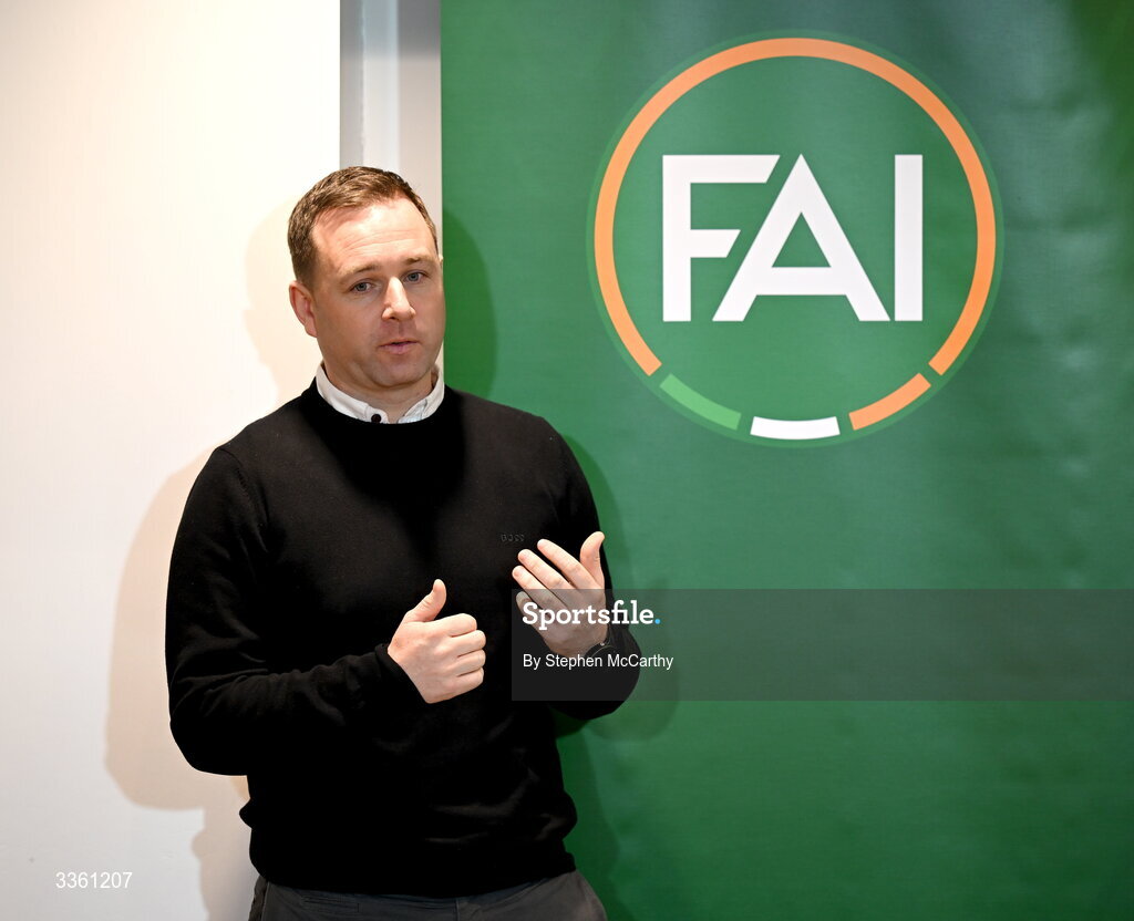 18 February 2026; League of Ireland director Mark Scanlon during an FAI National League Clubs Workshop at the FAI Headquarters in Abbotstown, Dublin. Photo by Stephen McCarthy/Sportsfile
