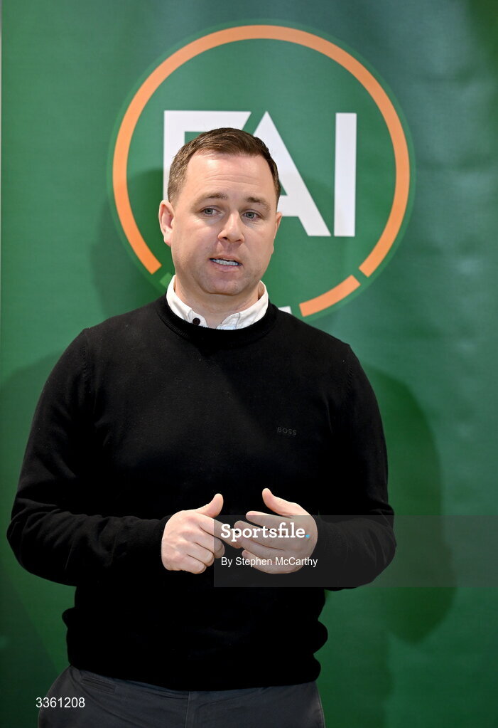 18 February 2026; League of Ireland director Mark Scanlon during an FAI National League Clubs Workshop at the FAI Headquarters in Abbotstown, Dublin. Photo by Stephen McCarthy/Sportsfile