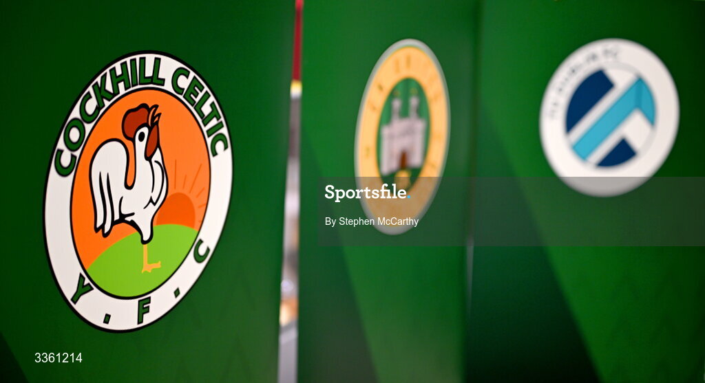 18 February 2026; The crest of Cockhill Celtic during an FAI National League Clubs Workshop at the FAI Headquarters in Abbotstown, Dublin. Photo by Stephen McCarthy/Sportsfile