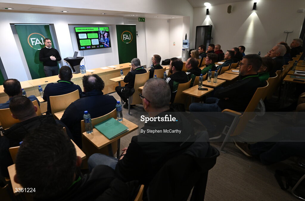 18 February 2026; League of Ireland director Mark Scanlon during an FAI National League Clubs Workshop at the FAI Headquarters in Abbotstown, Dublin. Photo by Stephen McCarthy/Sportsfile