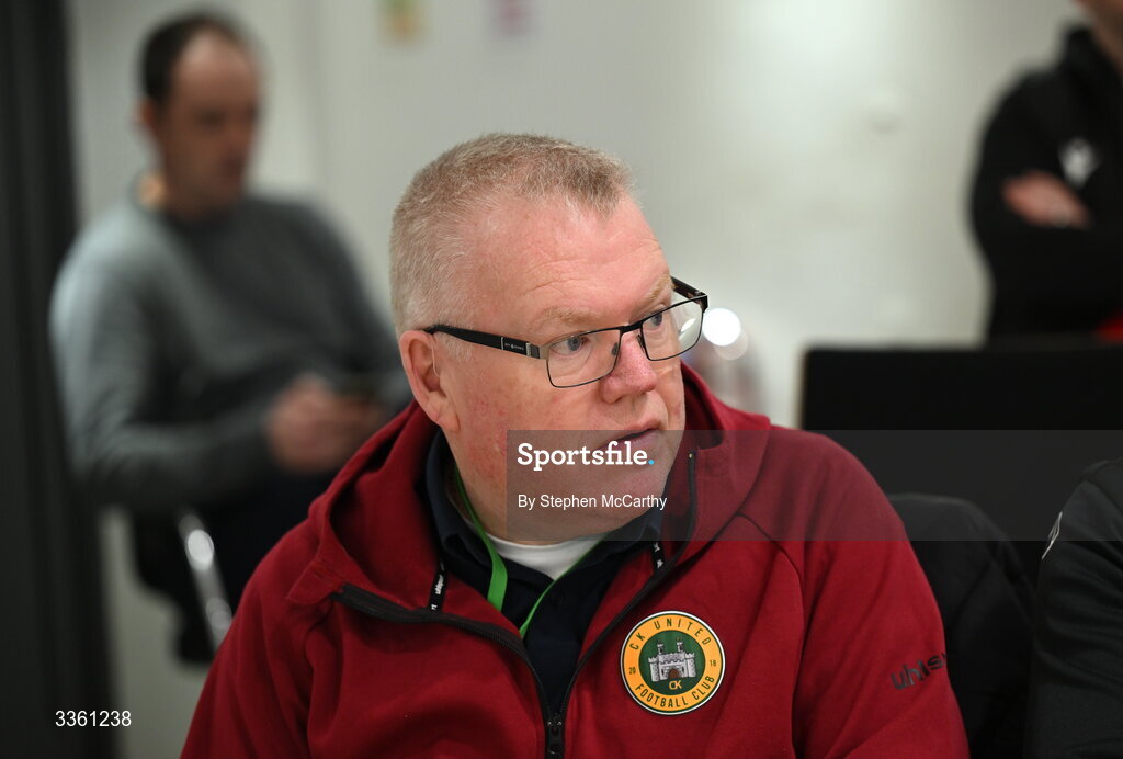 18 February 2026; Peter Harvey of CK United during an FAI National League Clubs Workshop at the FAI Headquarters in Abbotstown, Dublin. Photo by Stephen McCarthy/Sportsfile