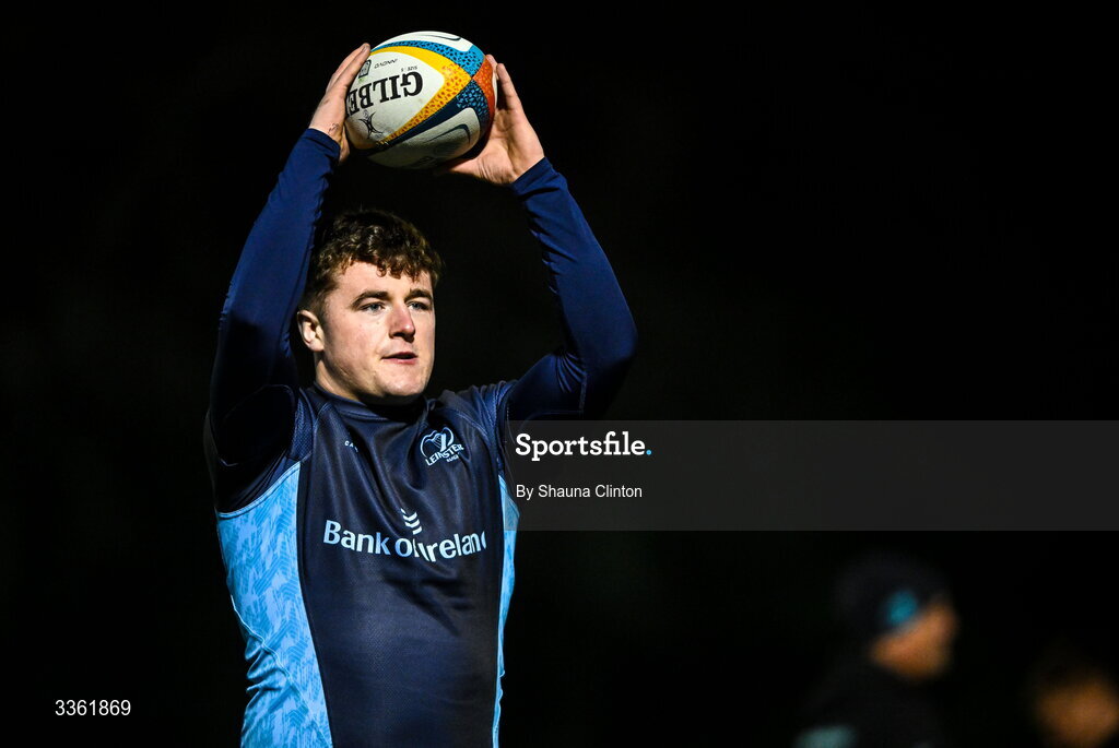19 February 2026; Gus McCarthy during the Leinster Rugby open training session at Terenure College RFC at Lakelands Park in Dublin. Photo by Shauna Clinton/Sportsfile