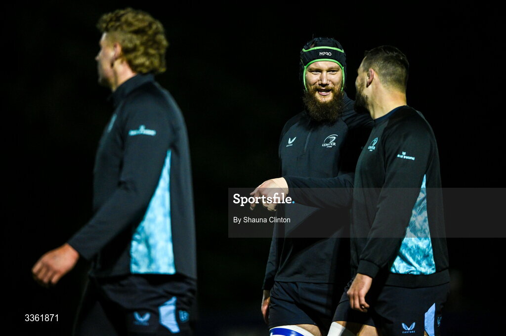 19 February 2026; RG Snyman during the Leinster Rugby open training session at Terenure College RFC at Lakelands Park in Dublin. Photo by Shauna Clinton/Sportsfile