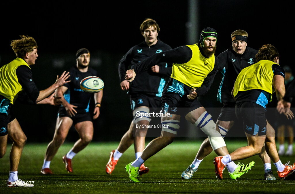 19 February 2026; RG Snyman during the Leinster Rugby open training session at Terenure College RFC at Lakelands Park in Dublin. Photo by Shauna Clinton/Sportsfile