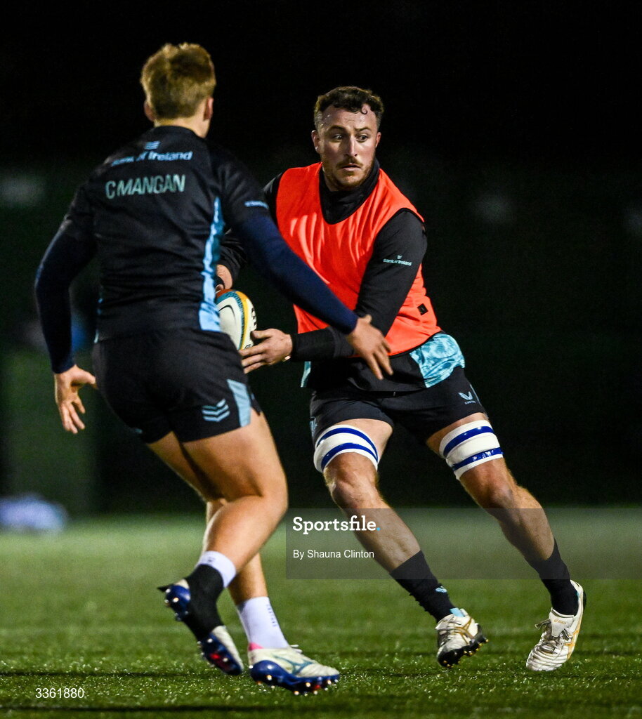 19 February 2026; Will Connors during the Leinster Rugby open training session at Terenure College RFC at Lakelands Park in Dublin. Photo by Shauna Clinton/Sportsfile