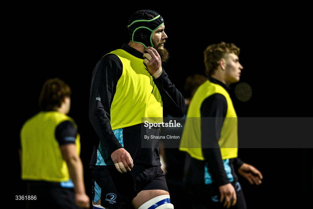 19 February 2026; RG Snyman during the Leinster Rugby open training session at Terenure College RFC at Lakelands Park in Dublin. Photo by Shauna Clinton/Sportsfile