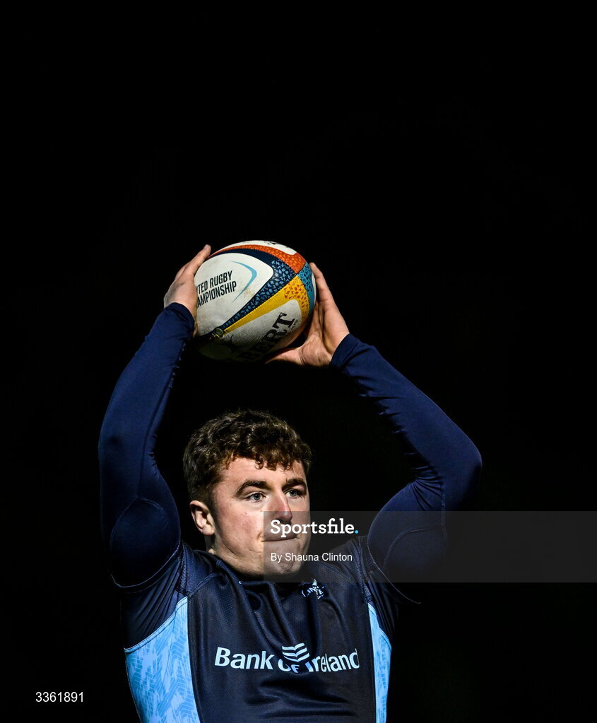 19 February 2026; Gus McCarthy during the Leinster Rugby open training session at Terenure College RFC at Lakelands Park in Dublin. Photo by Shauna Clinton/Sportsfile