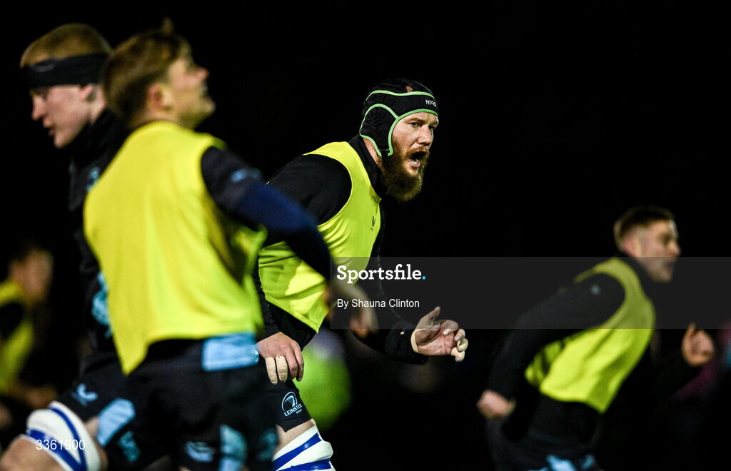 19 February 2026; RG Snyman during the Leinster Rugby open training session at Terenure College RFC at Lakelands Park in Dublin. Photo by Shauna Clinton/Sportsfile