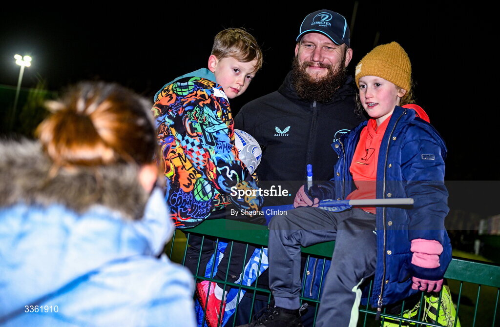 19 February 2026; RG Snyman with supporters during the Leinster Rugby open training session at Terenure College RFC at Lakelands Park in Dublin. Photo by Shauna Clinton/Sportsfile