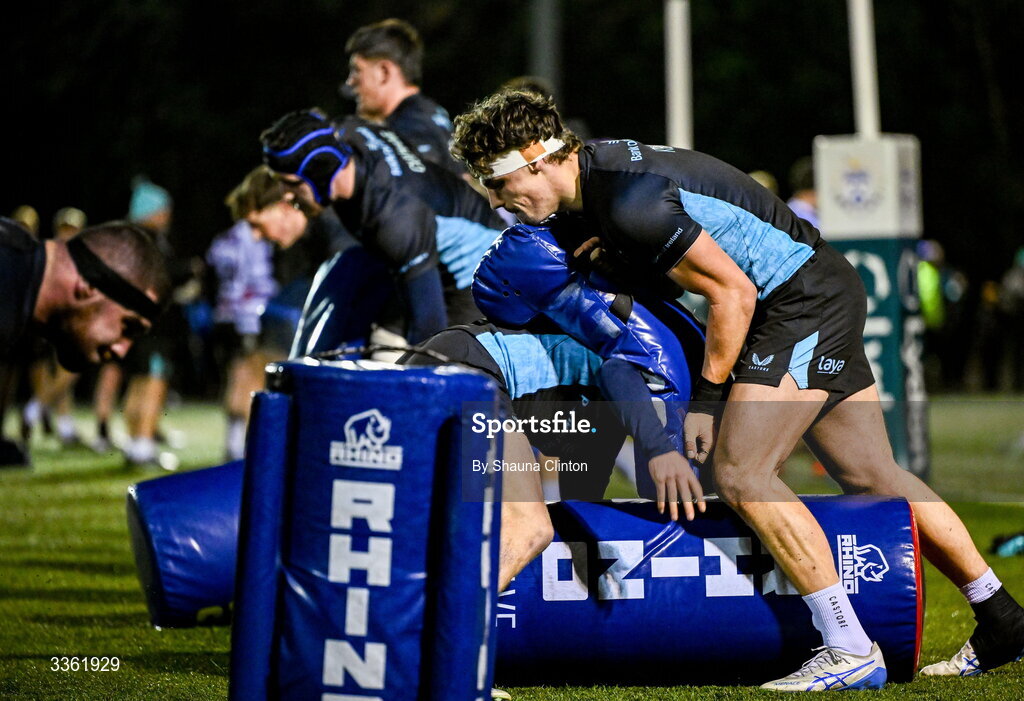 19 February 2026; Joshua Kenny during the Leinster Rugby open training session at Terenure College RFC at Lakelands Park in Dublin. Photo by Shauna Clinton/Sportsfile