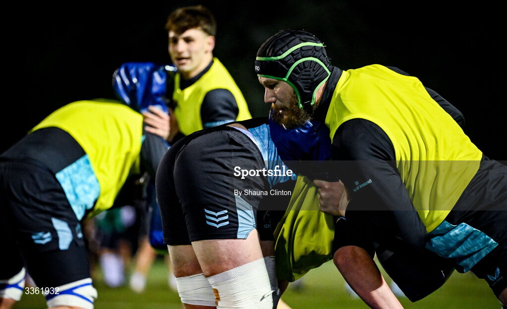 19 February 2026; RG Snyman during the Leinster Rugby open training session at Terenure College RFC at Lakelands Park in Dublin. Photo by Shauna Clinton/Sportsfile