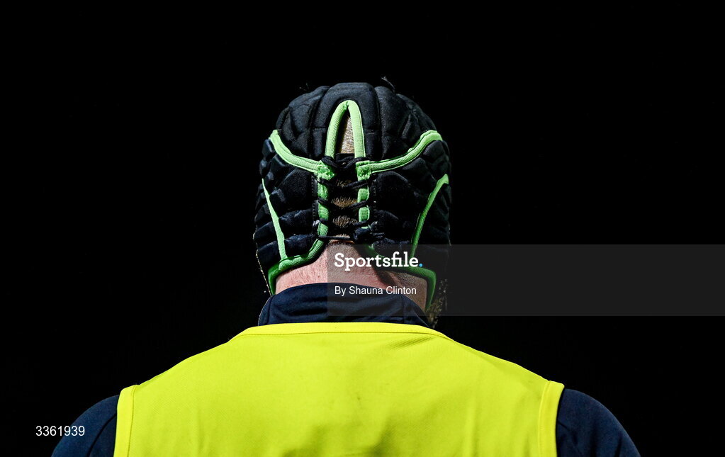 19 February 2026; RG Snyman during the Leinster Rugby open training session at Terenure College RFC at Lakelands Park in Dublin. Photo by Shauna Clinton/Sportsfile