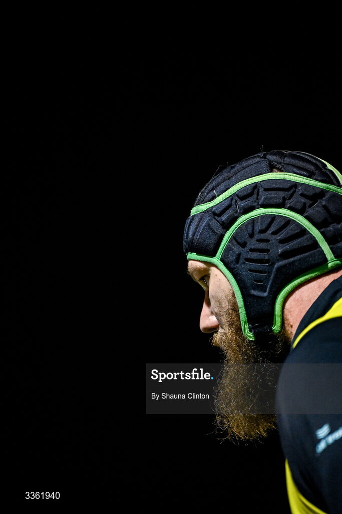 19 February 2026; RG Snyman during the Leinster Rugby open training session at Terenure College RFC at Lakelands Park in Dublin. Photo by Shauna Clinton/Sportsfile