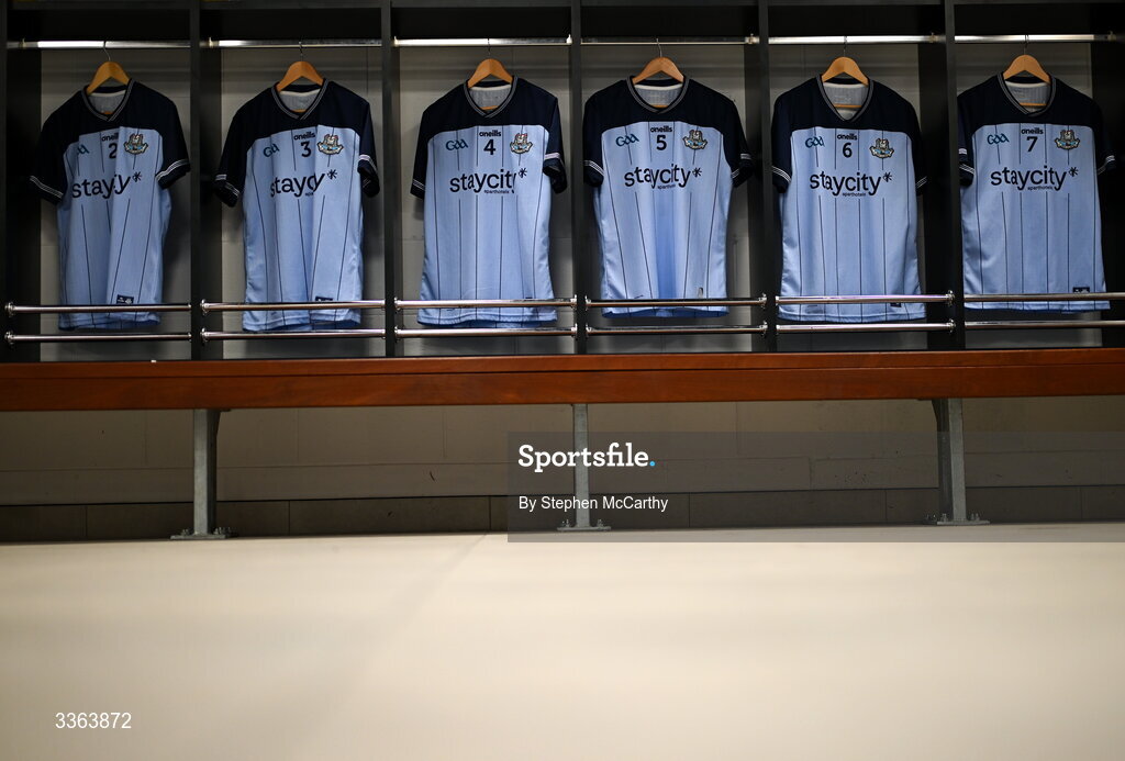 21 February 2026; A general view of inside the Dublin dressing room before the Allianz Hurling League Division 1B match between Dublin and Wexford at Croke Park in Dublin. Photo by Stephen McCarthy/Sportsfile