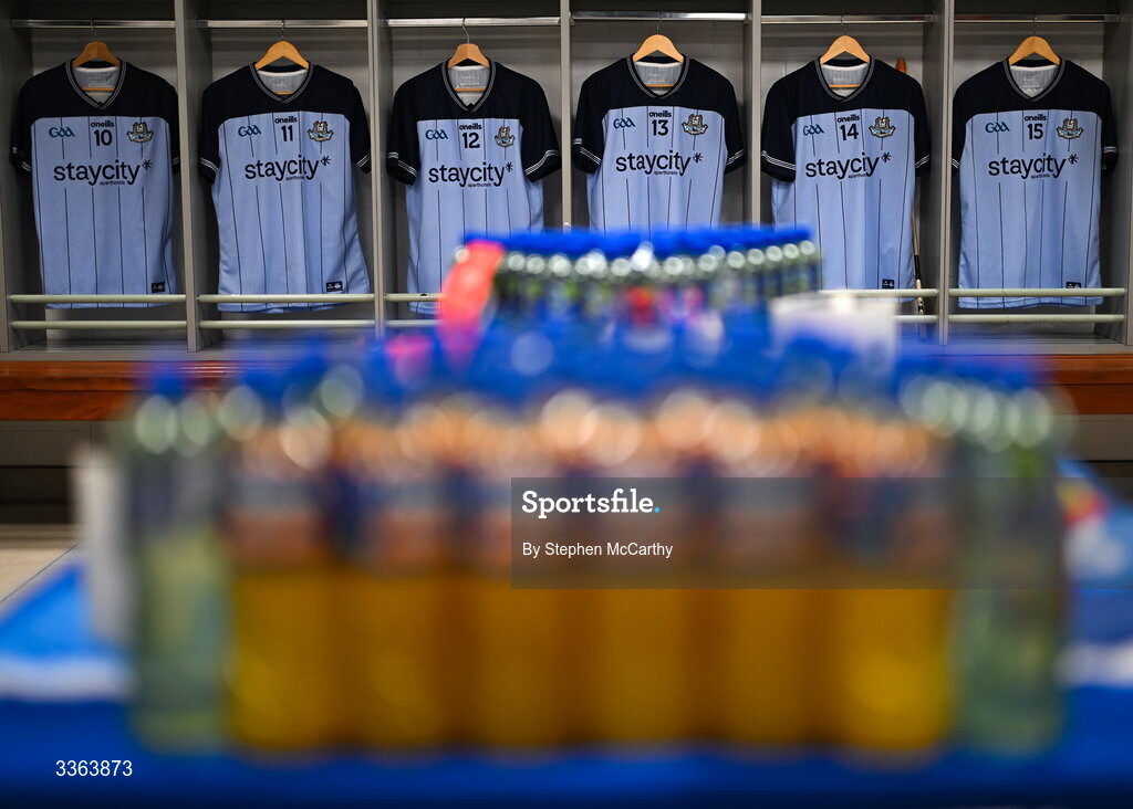 21 February 2026; A general view of inside the Dublin dressing room before the Allianz Hurling League Division 1B match between Dublin and Wexford at Croke Park in Dublin. Photo by Stephen McCarthy/Sportsfile