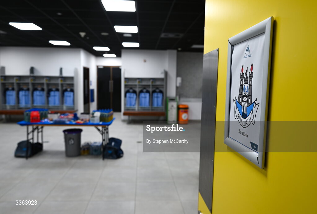 21 February 2026; A general view of inside the Dublin dressing room before the Allianz Hurling League Division 1B match between Dublin and Wexford at Croke Park in Dublin. Photo by Stephen McCarthy/Sportsfile