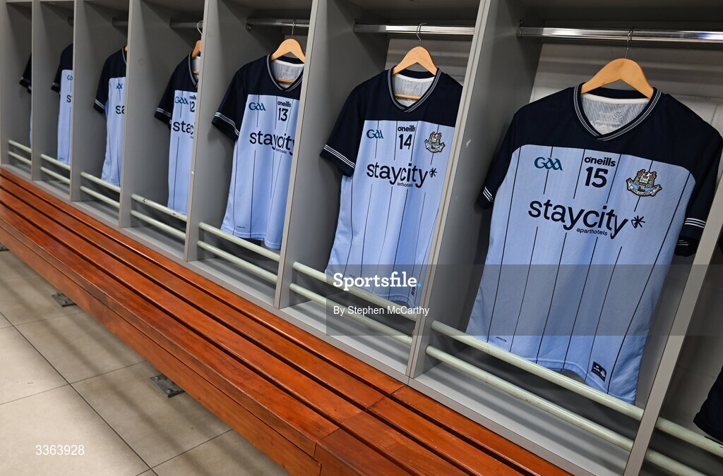21 February 2026; A general view of inside the Dublin dressing room before the Allianz Hurling League Division 1B match between Dublin and Wexford at Croke Park in Dublin. Photo by Stephen McCarthy/Sportsfile
