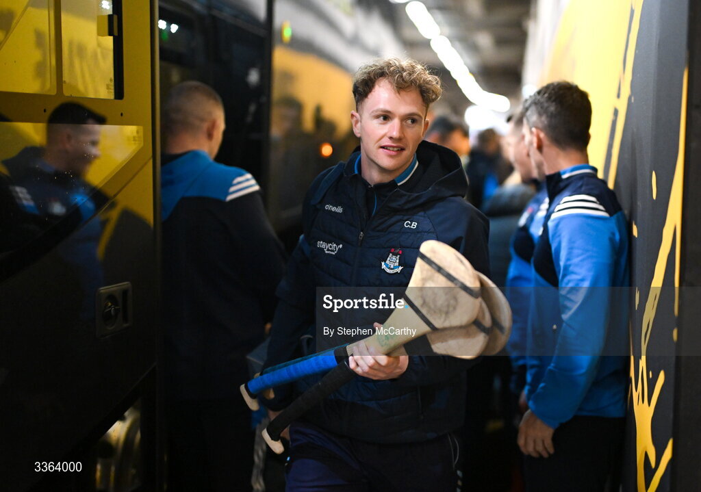 21 February 2026; Conor Burke of Dublin arrives for the Allianz Hurling League Division 1B match between Dublin and Wexford at Croke Park in Dublin. Photo by Stephen McCarthy/Sportsfile