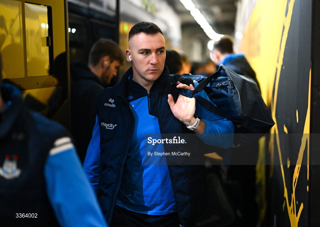21 February 2026; John Hetherton of Dublin arrives for the Allianz Hurling League Division 1B match between Dublin and Wexford at Croke Park in Dublin. Photo by Stephen McCarthy/Sportsfile