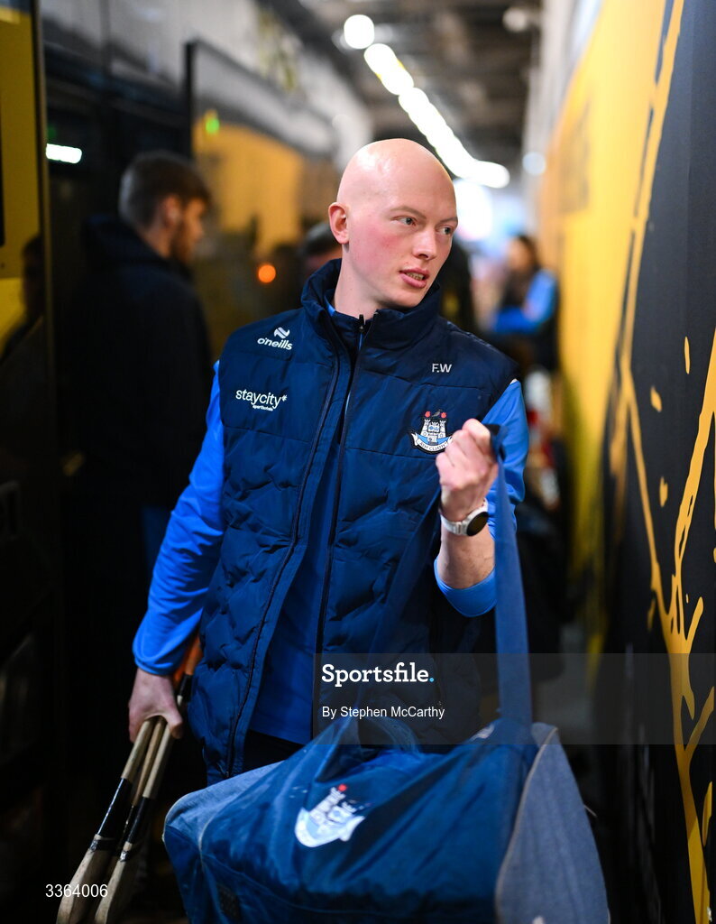 21 February 2026; Fergal Whitely of Dublin arrives for the Allianz Hurling League Division 1B match between Dublin and Wexford at Croke Park in Dublin. Photo by Stephen McCarthy/Sportsfile