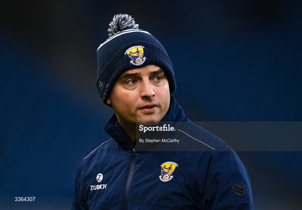 21 February 2026; Wexford manager Keith Rossiter at half-time of the Allianz Hurling League Division 1B match between Dublin and Wexford at Croke Park in Dublin. Photo by Stephen McCarthy/Sportsfile