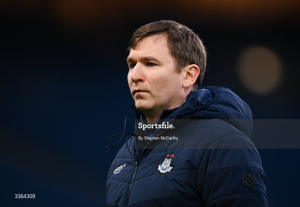 21 February 2026; Dublin manager Niall Ó Ceallacháin at half-time of the Allianz Hurling League Division 1B match between Dublin and Wexford at Croke Park in Dublin. Photo by Stephen McCarthy/Sportsfile