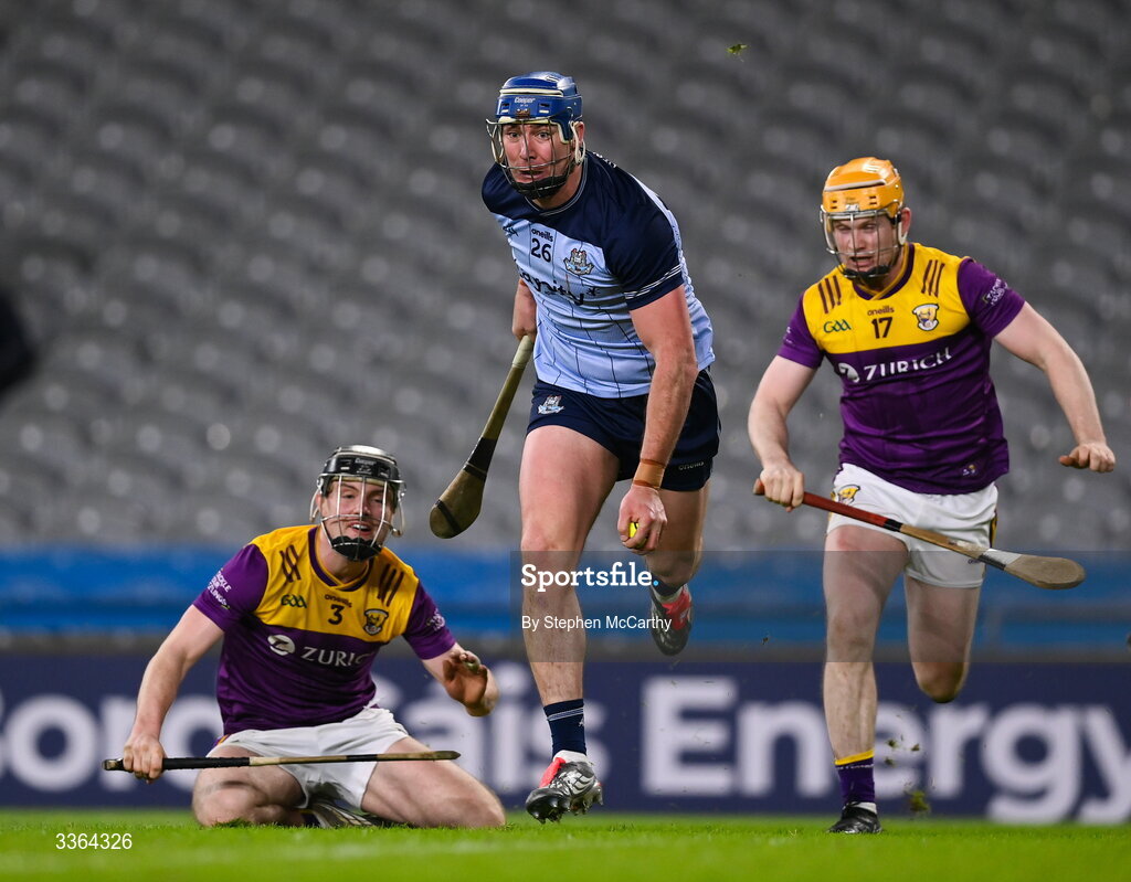 21 February 2026; John Hetherton of Dublin on his way to scoring his side's fourth goal during the Allianz Hurling League Division 1B match between Dublin and Wexford at Croke Park in Dublin. Photo by Stephen McCarthy/Sportsfile