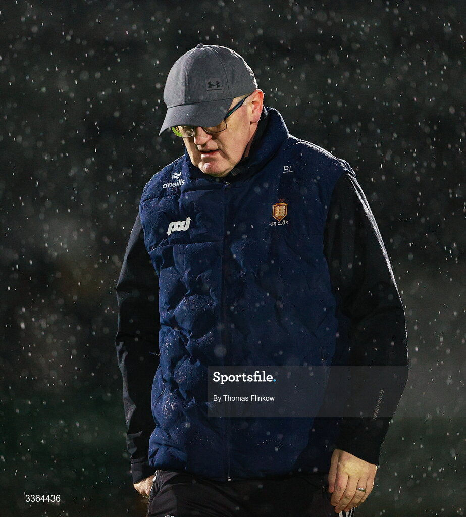 21 February 2026; Clare manager Brian Lohan before the Allianz Hurling League Division 1B match between Kildare and Clare at Cedral St Conleth's Park in Newbridge, Kildare. Photo by Thomas Flinkow/Sportsfile