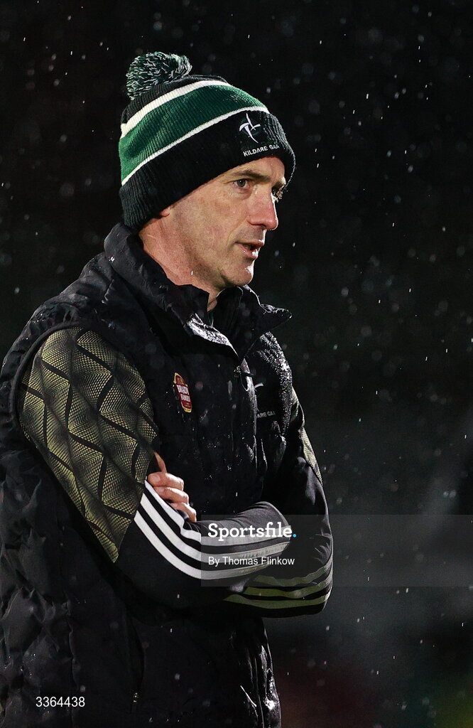 21 February 2026; Kildare manager Brian Dowling before the Allianz Hurling League Division 1B match between Kildare and Clare at Cedral St Conleth's Park in Newbridge, Kildare. Photo by Thomas Flinkow/Sportsfile