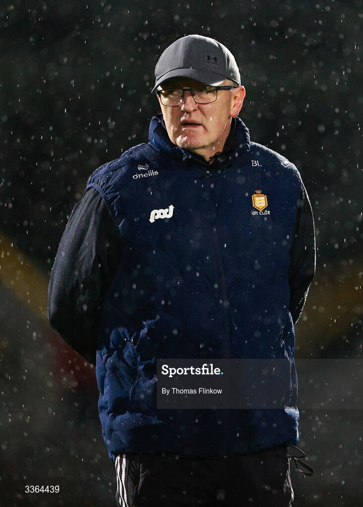 21 February 2026; Clare manager Brian Lohan before the Allianz Hurling League Division 1B match between Kildare and Clare at Cedral St Conleth's Park in Newbridge, Kildare. Photo by Thomas Flinkow/Sportsfile
