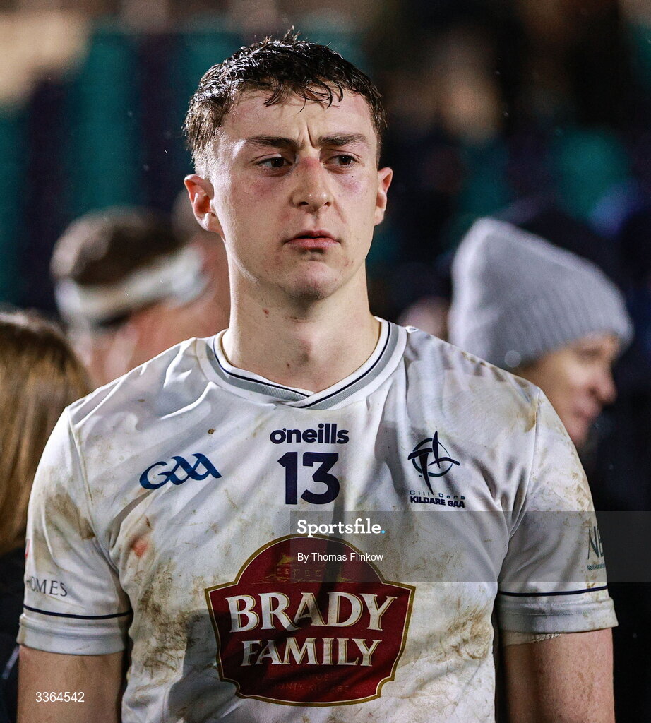 21 February 2026; David Qualter of Kildare after the Allianz Hurling League Division 1B match between Kildare and Clare at Cedral St Conleth's Park in Newbridge, Kildare. Photo by Thomas Flinkow/Sportsfile