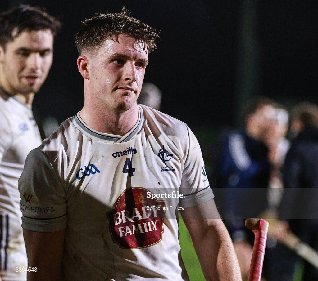 21 February 2026; A dejected Dan O'Meara of Kildare after his side's defeat in the Allianz Hurling League Division 1B match between Kildare and Clare at Cedral St Conleth's Park in Newbridge, Kildare. Photo by Thomas Flinkow/Sportsfile