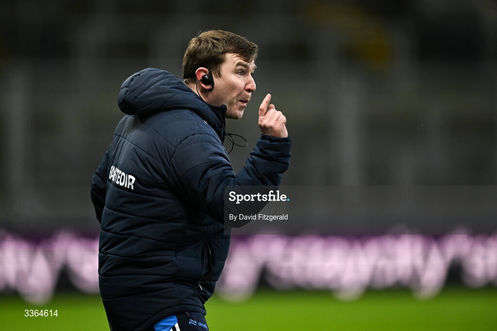 21 February 2026; Dublin manager Niall Ó Ceallacháin remonstrates with officials during the Allianz Hurling League Division 1B match between Dublin and Wexford at Croke Park in Dublin. Photo by David Fitzgerald/Sportsfile
