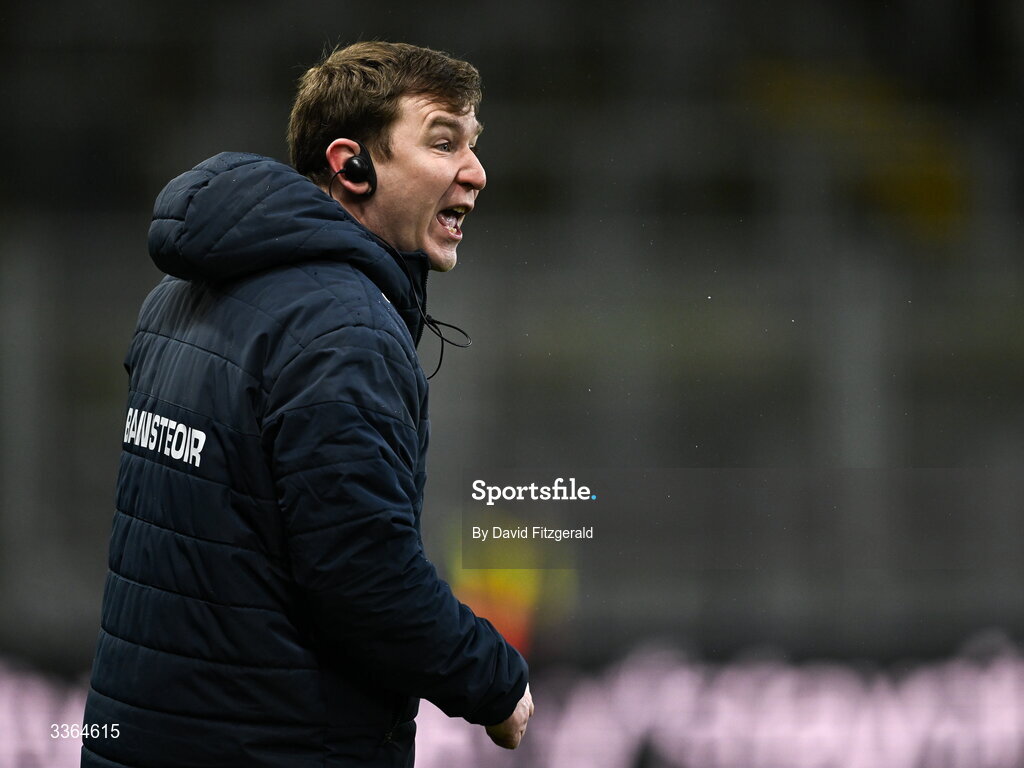 21 February 2026; Dublin manager Niall Ó Ceallacháin remonstrates with officials during the Allianz Hurling League Division 1B match between Dublin and Wexford at Croke Park in Dublin. Photo by David Fitzgerald/Sportsfile