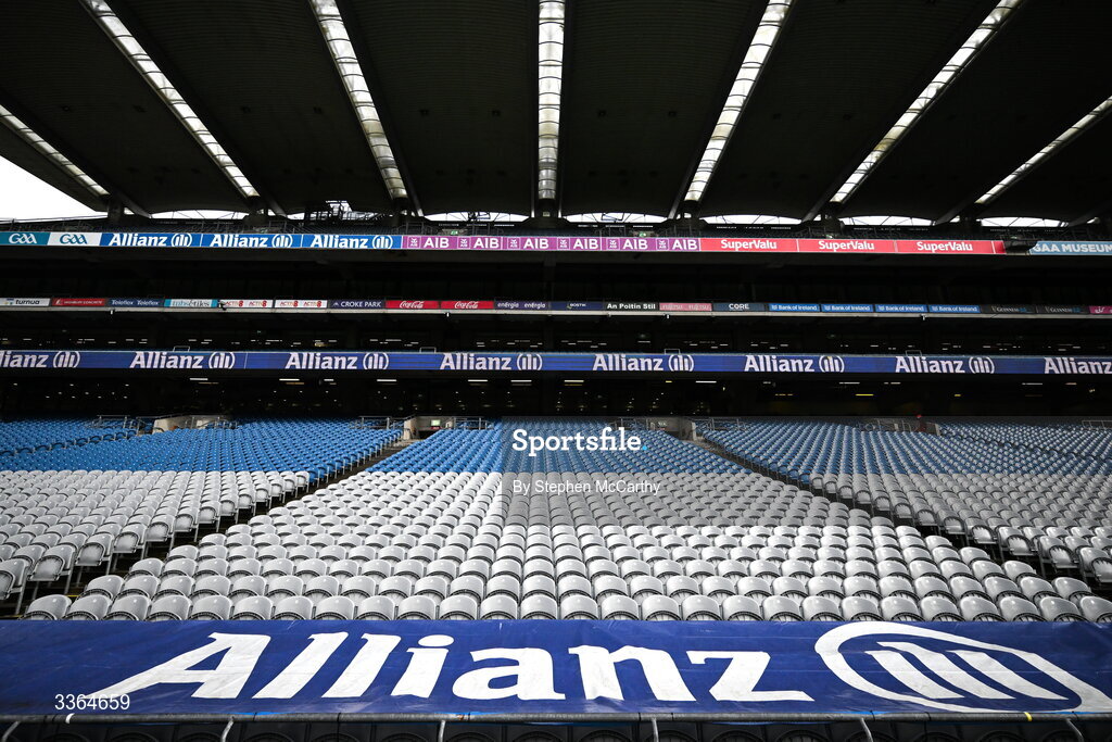 21 February 2026; Allianz branding at Croke Park before the Allianz Hurling League Division 1B match between Dublin and Wexford at Croke Park in Dublin. Photo by Stephen McCarthy/Sportsfile