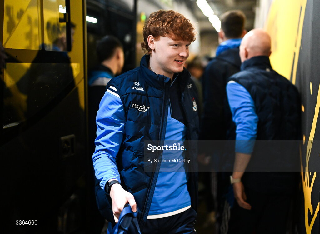 21 February 2026; Diarmaid Ó Dúlaing of Dublin arrives for the Allianz Hurling League Division 1B match between Dublin and Wexford at Croke Park in Dublin. Photo by Stephen McCarthy/Sportsfile