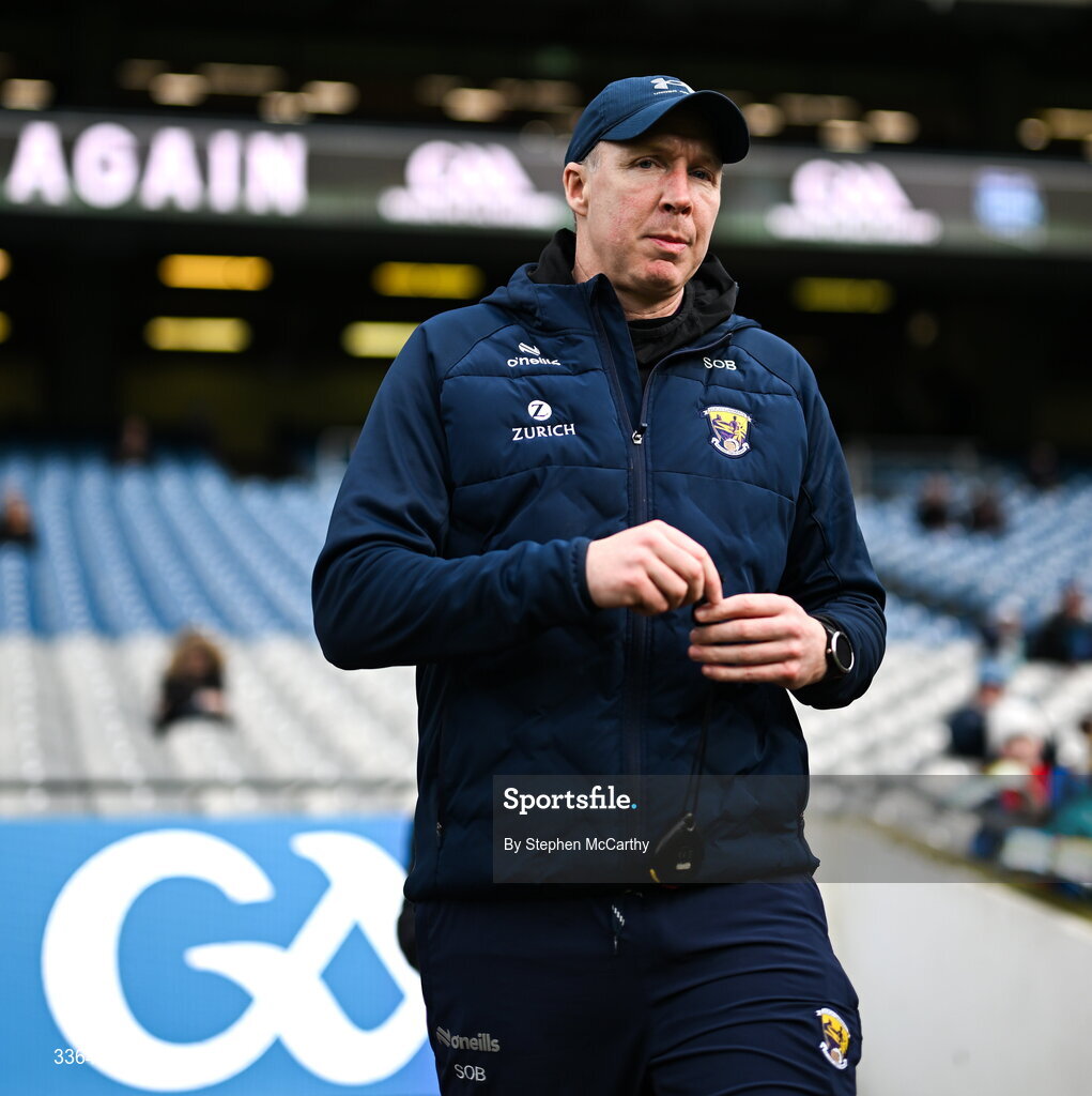 21 February 2026; Wexford coach Shane O'Brien before the Allianz Hurling League Division 1B match between Dublin and Wexford at Croke Park in Dublin. Photo by Stephen McCarthy/Sportsfile