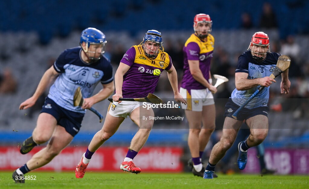 21 February 2026; Simon Roche of Wexford during the Allianz Hurling League Division 1B match between Dublin and Wexford at Croke Park in Dublin. Photo by Stephen McCarthy/Sportsfile