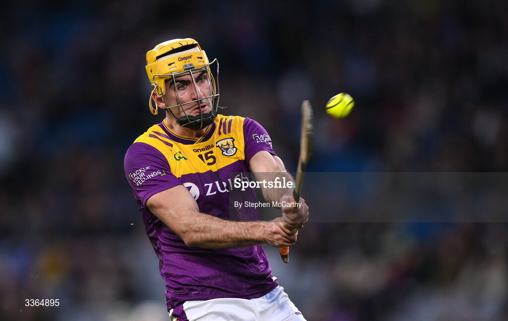21 February 2026; Tomás Kinsella of Wexford during the Allianz Hurling League Division 1B match between Dublin and Wexford at Croke Park in Dublin. Photo by Stephen McCarthy/Sportsfile