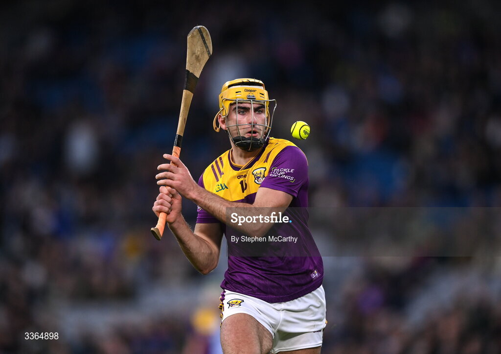 21 February 2026; Tomás Kinsella of Wexford during the Allianz Hurling League Division 1B match between Dublin and Wexford at Croke Park in Dublin. Photo by Stephen McCarthy/Sportsfile