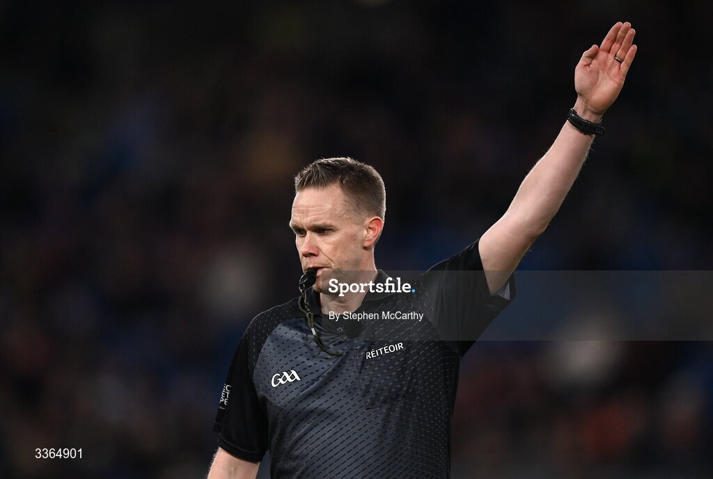 21 February 2026; Referee Michael Kennedy during the Allianz Hurling League Division 1B match between Dublin and Wexford at Croke Park in Dublin. Photo by Stephen McCarthy/Sportsfile
