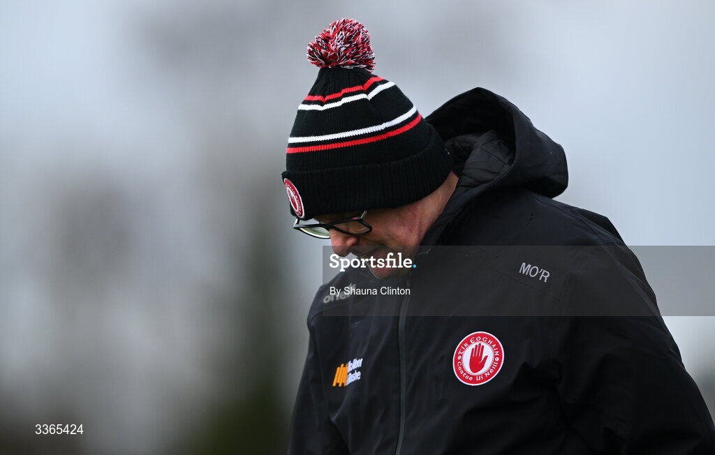 22 February 2026; Tyrone manager Malachy O'Rourke during the Allianz Football League Division 2 match between Louth and Tyrone at DEFY Pairc Mhuire in Ardee, Louth. Photo by Shauna Clinton/Sportsfile