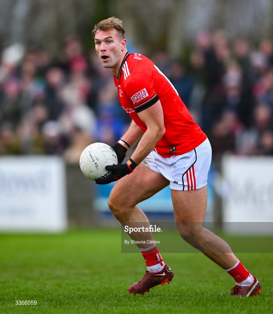 22 February 2026; Conor Grimes of Louth during the Allianz Football League Division 2 match between Louth and Tyrone at DEFY Pairc Mhuire in Ardee, Louth. Photo by Shauna Clinton/Sportsfile