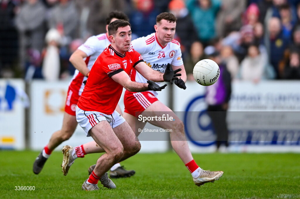 22 February 2026; Eoghan Callaghan of Louth during the Allianz Football League Division 2 match between Louth and Tyrone at DEFY Pairc Mhuire in Ardee, Louth. Photo by Shauna Clinton/Sportsfile