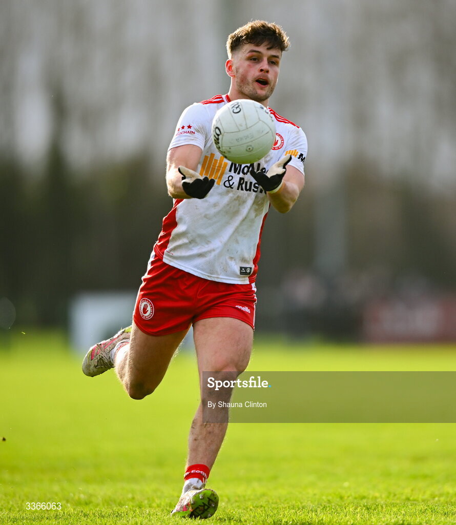 22 February 2026; Michael McKernan of Tyrone during the Allianz Football League Division 2 match between Louth and Tyrone at DEFY Pairc Mhuire in Ardee, Louth. Photo by Shauna Clinton/Sportsfile